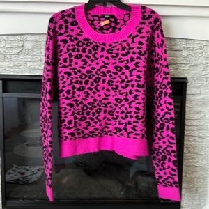 Cozy leopard print Aqua sweater